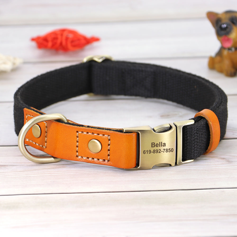 Cowhide chien collier anti lettering chien perdu
