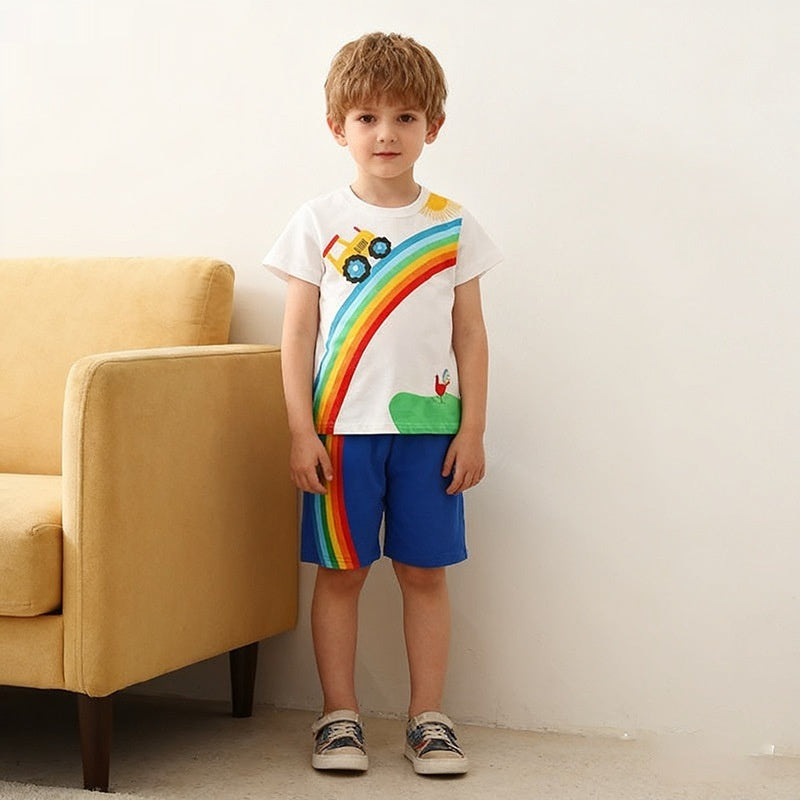 Style européen et américain Rainbow manches courtes d'été pour homme