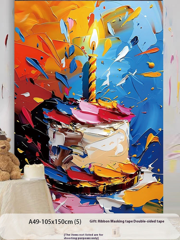 Fête d'anniversaire disposition Cake vêtements de suspension enfants fond mur