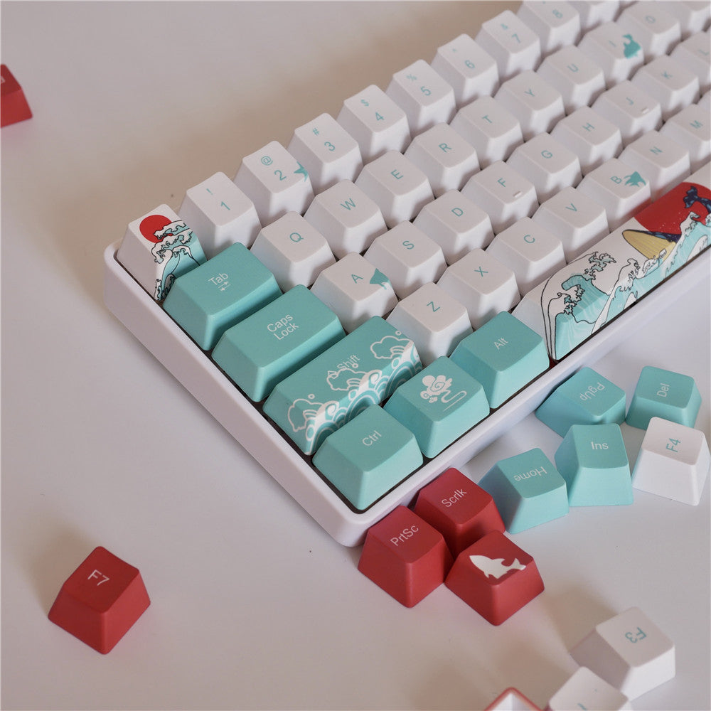 Coral Sea Keycaps PBT Clavier mécanique sublimé à cinq côtés