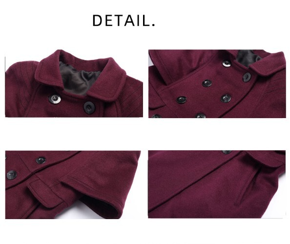 Filles vin rouge cachemire mélange de laine manteau Vintage A-Line veste de printemps élégant 3-9
