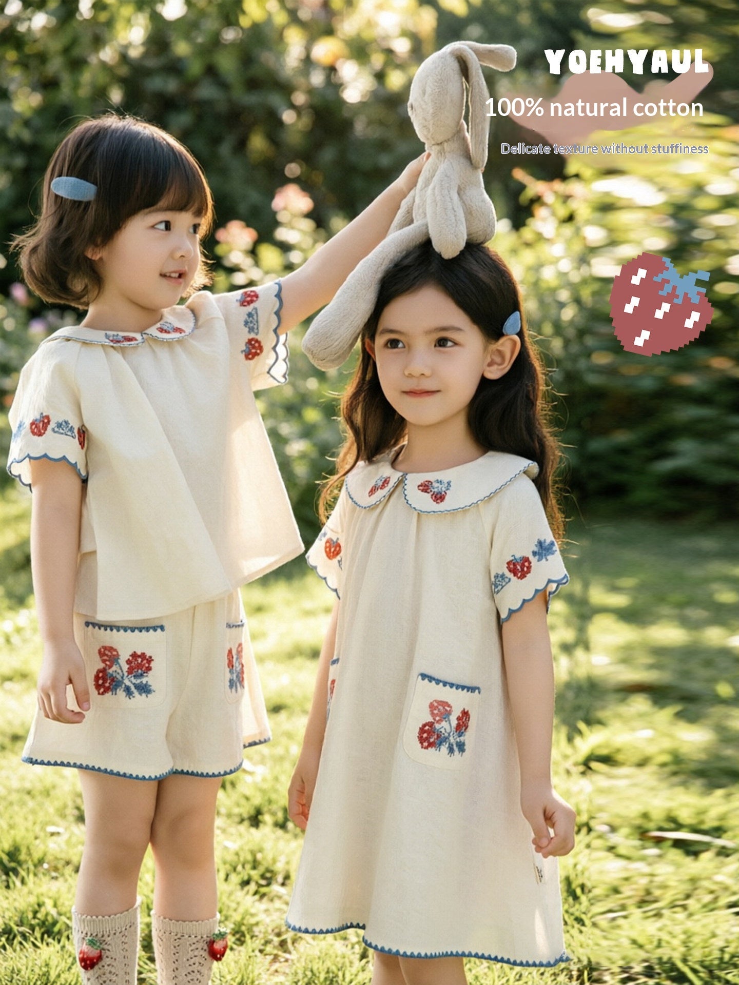 Ensemble de robes de poupée de fraise et de short pour filles