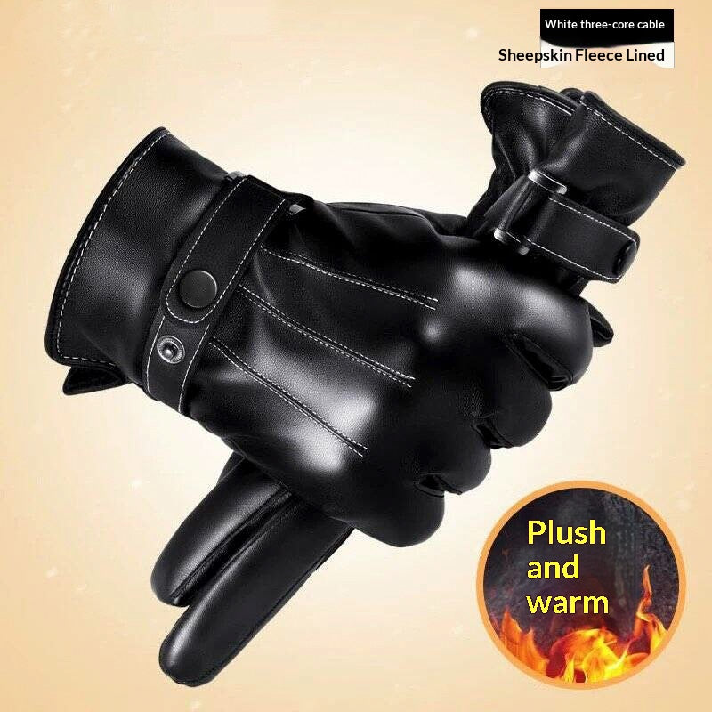 Gants en cuir véritable avec doublure en polaire pour une protection plus chaude et imperméable