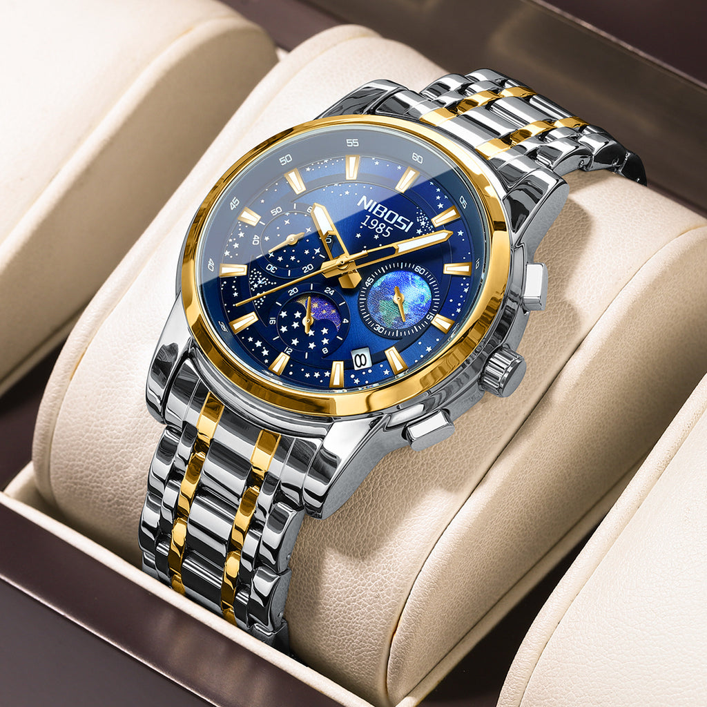 Montre Quartz d'affaires hommes ceinture en acier