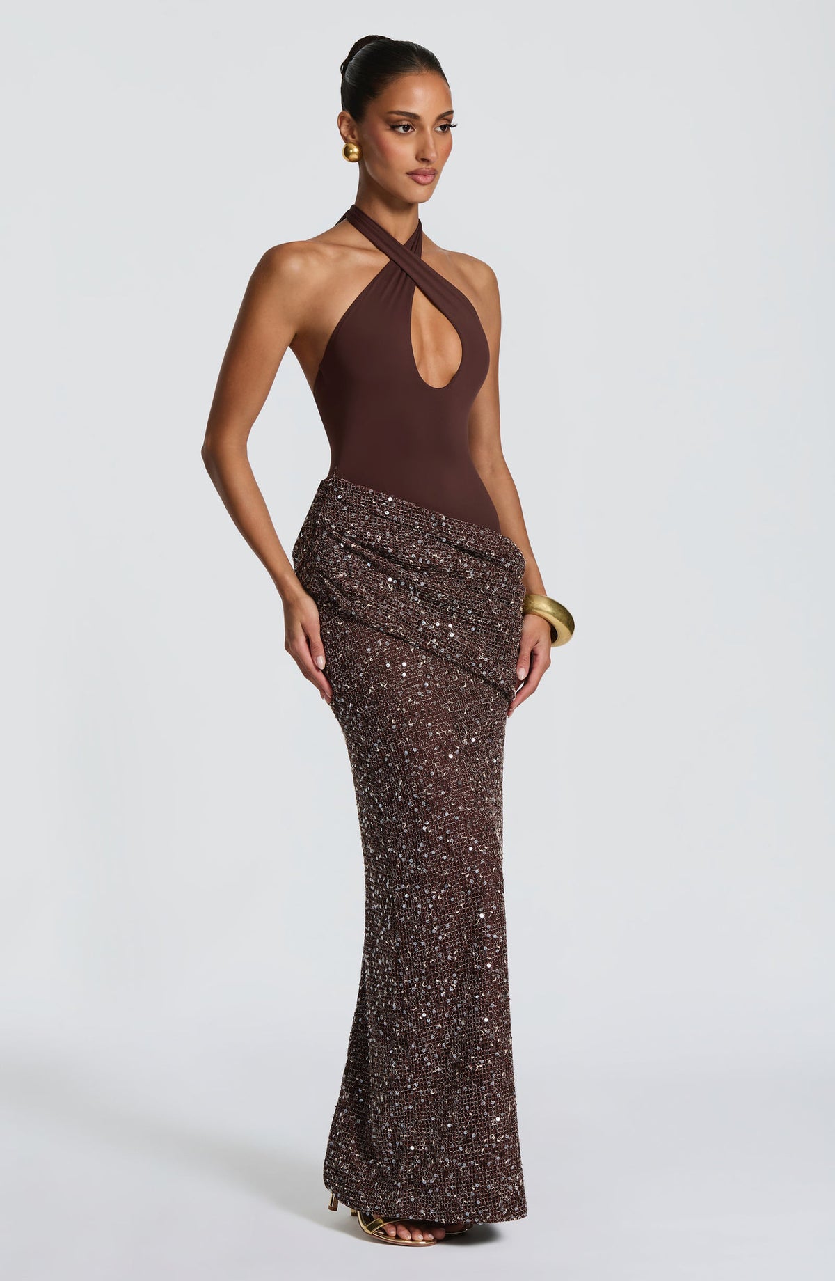 Women's halter neck backless maxi dress