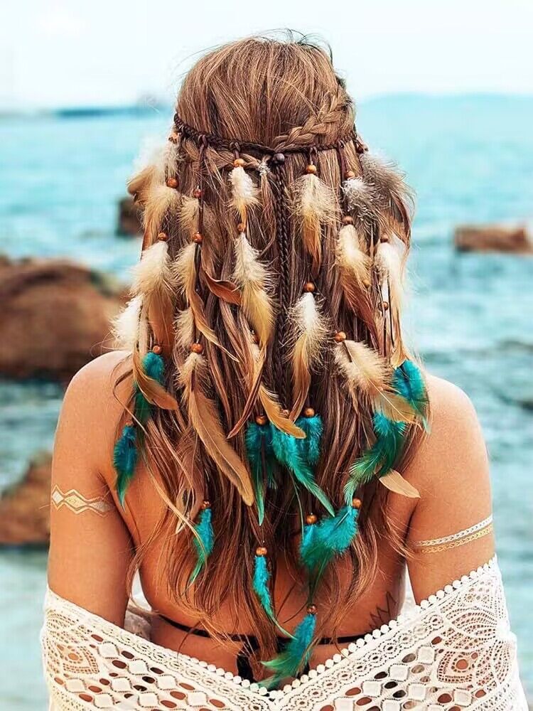 Coiffures longues bicolores Bohemian Feather Headwear