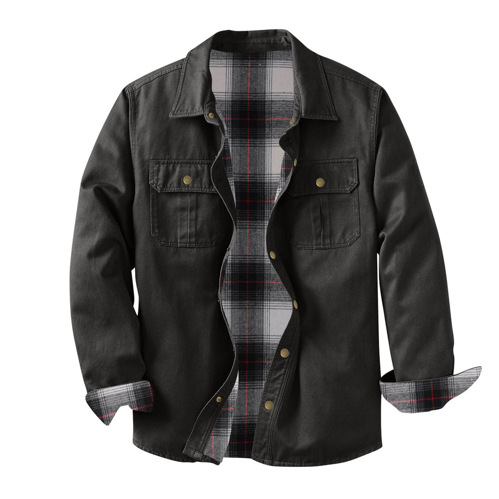 Veste de travail en toile lavée avec une doublure en plaid