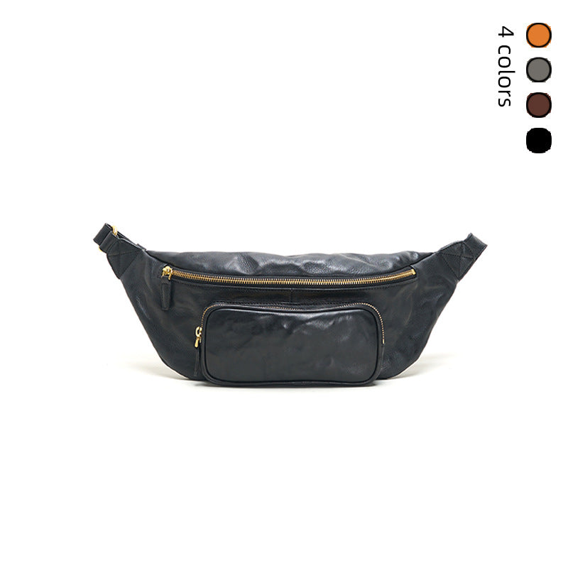 Sac croisé Cowhide de première rangée rétro