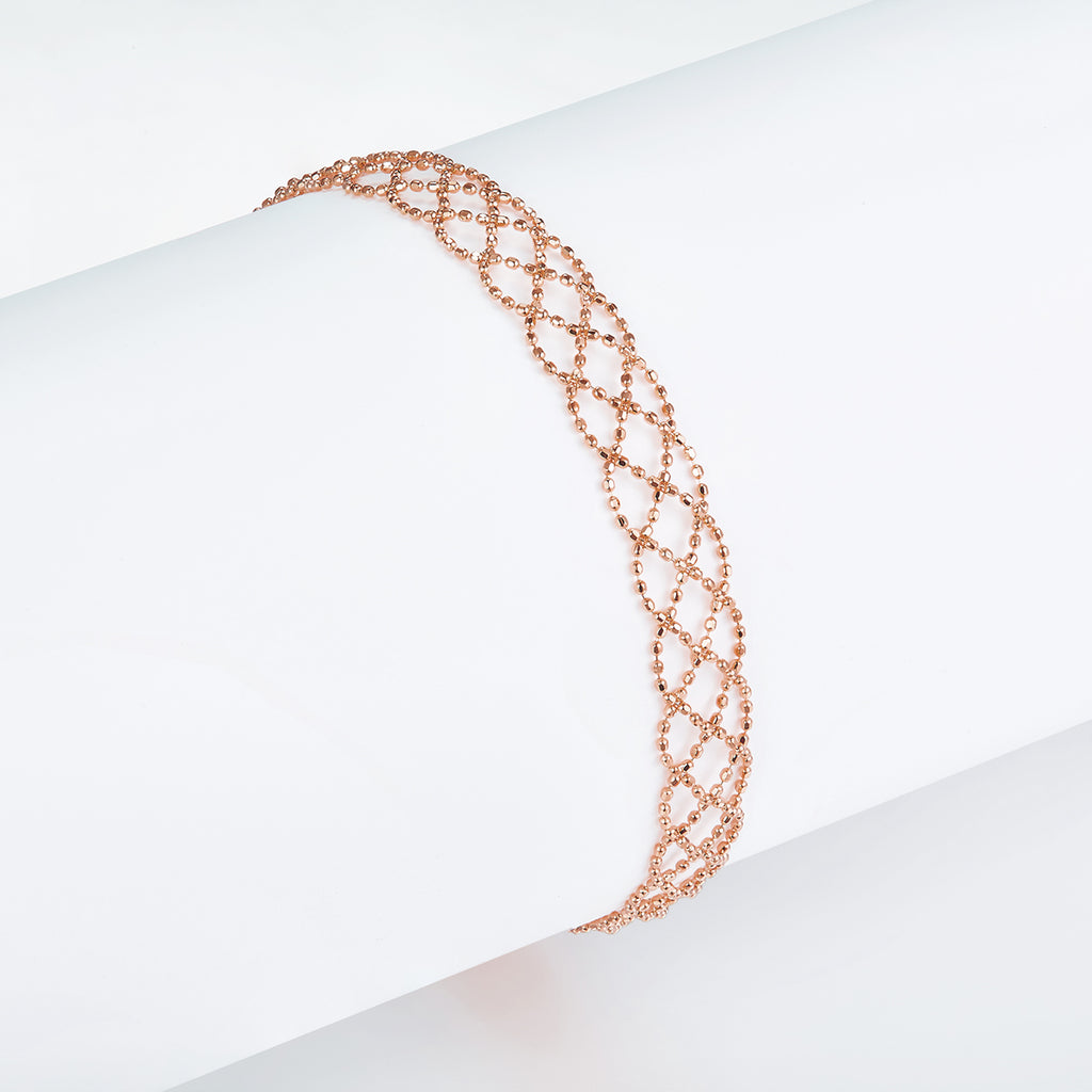 S925 Argent Sterling Bracelet en mailles creuses 2,2g Léger 18,5cm réglable 8,0mm Largeur 3