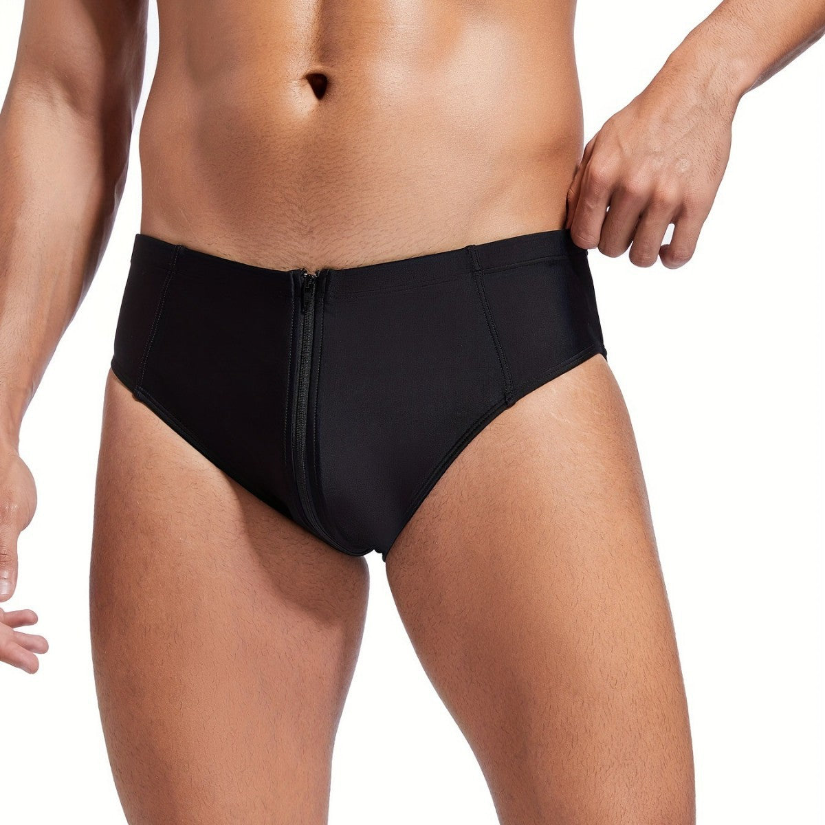 Hommes Low-rise Solid-color Trunks de bain brève