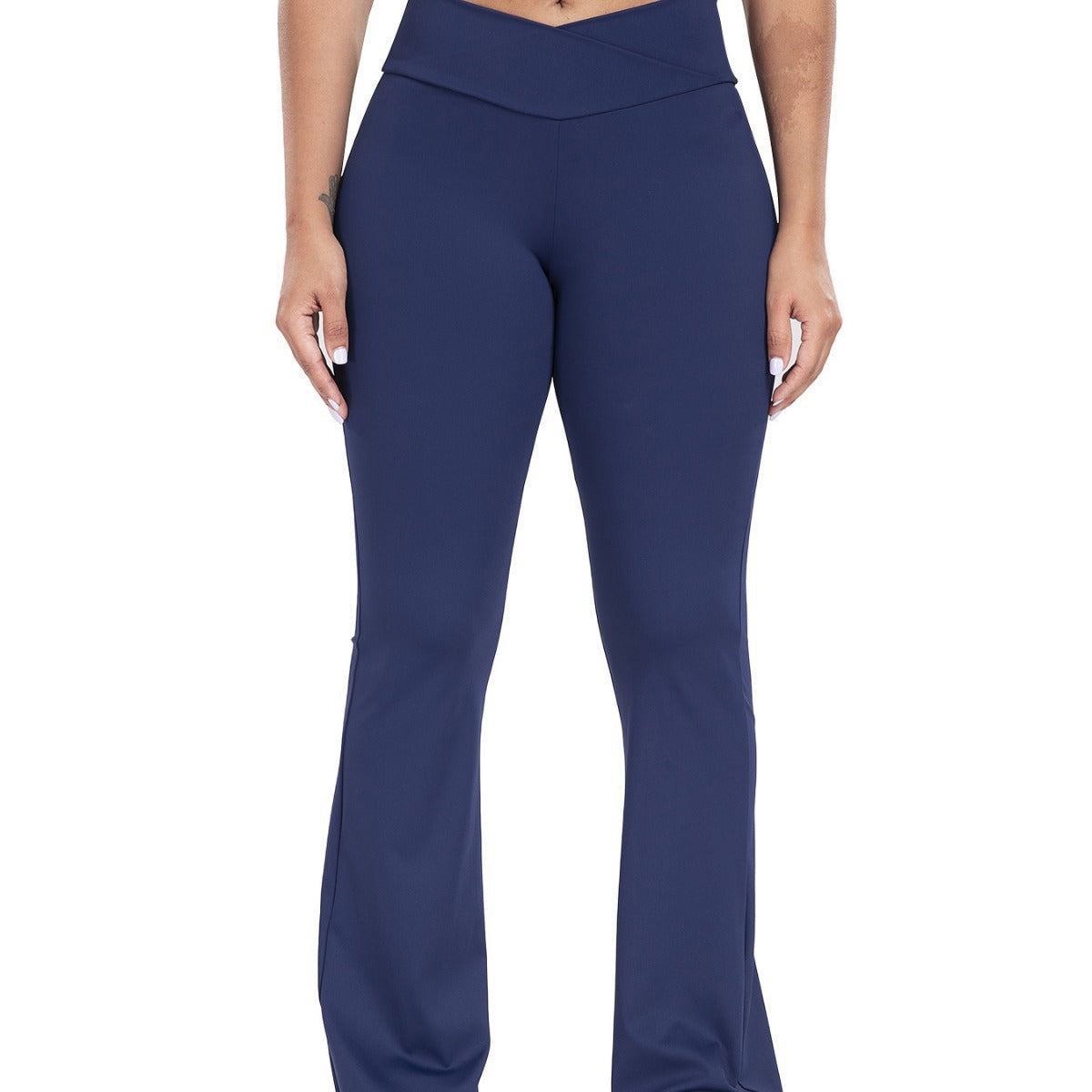 Femmes Crisscross Waist Flared Yoga Pantalons Slim Fit Sports de plein air Casual Bell Bottom Active
