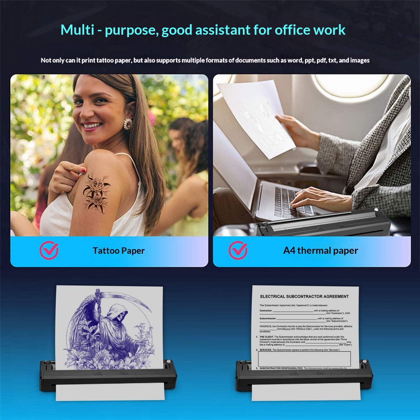 12pc M8 machine de transfert d'imprimante thermique HD tatouage sans encre portable Bluetooth universel Fo