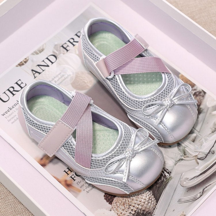 Fille Ballet Style Versatile Princesse Chaussures Casual Athletic Chaussures Pantoufles en cuir