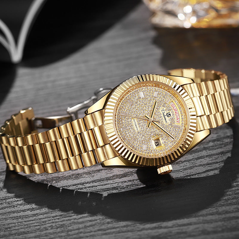 Montre mécanique homme automatique double-calendrier