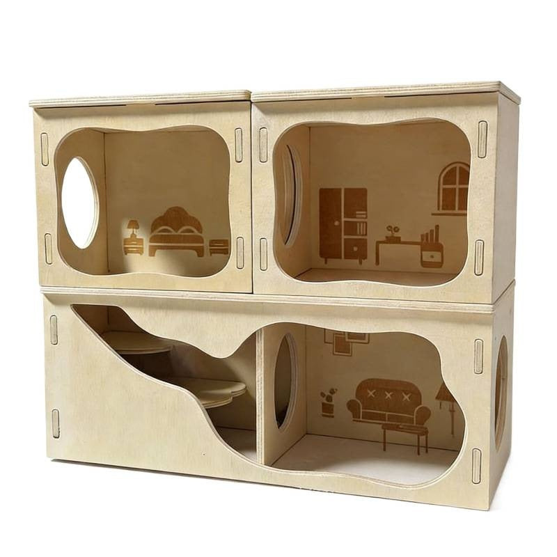 Hamster en bois détachable observation et maison de jeux hideaway