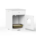 Boîte à litière en bois blanc Coffre-fort W et table latérale