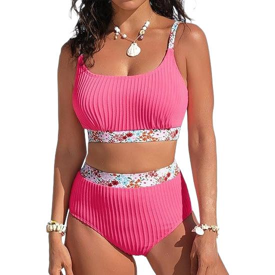 Maillot de bain haute couture Tummy-control Fashionable Polka-dot Imprimer Halter Split