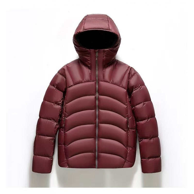 Unisex Veste à capuche en bas Couple Style Ribbed