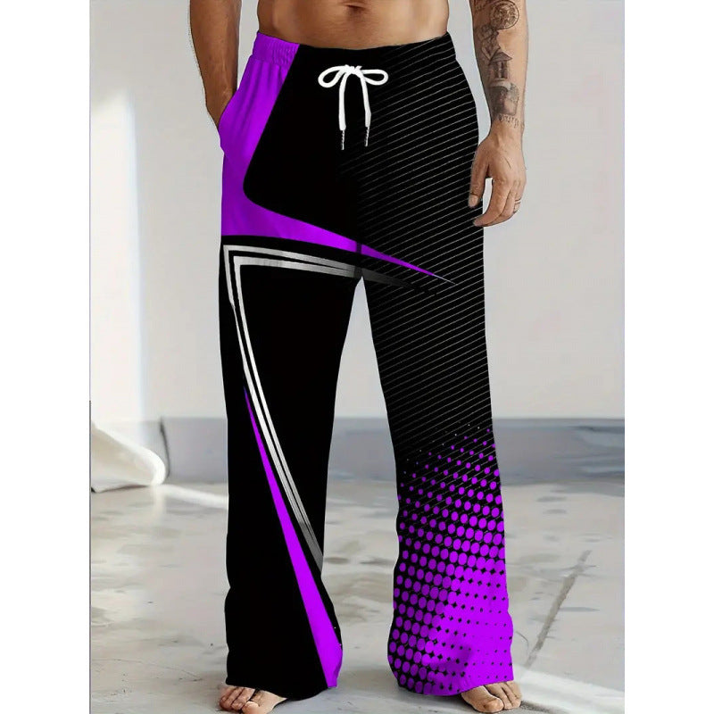 Pantalon casual homme avec imprimé de flamme bleue