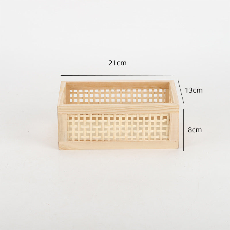 Rack de stockage mural de rotin en bois massif