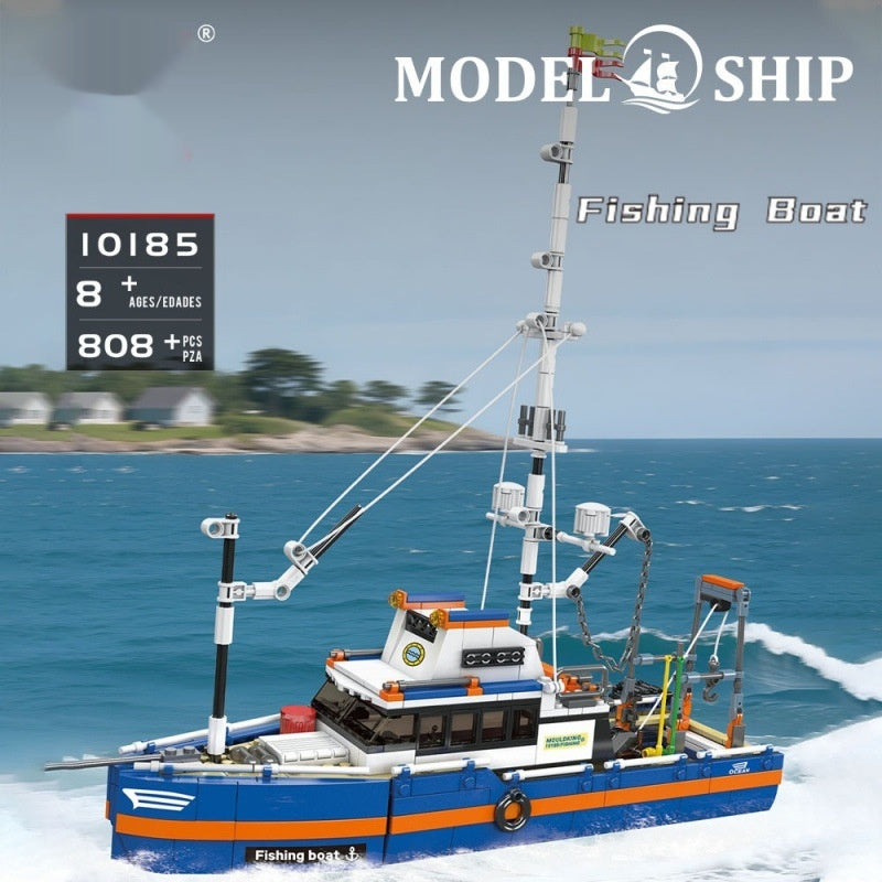 Yuxing modèle de bateau statique bateau de pêche Sailboat Building Block Toy