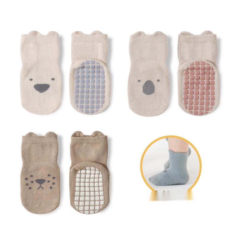 Bébé Coton Non-dérapant Refroidissement intérieur Apprendre à marcher Chaussettes de bateau courtes
