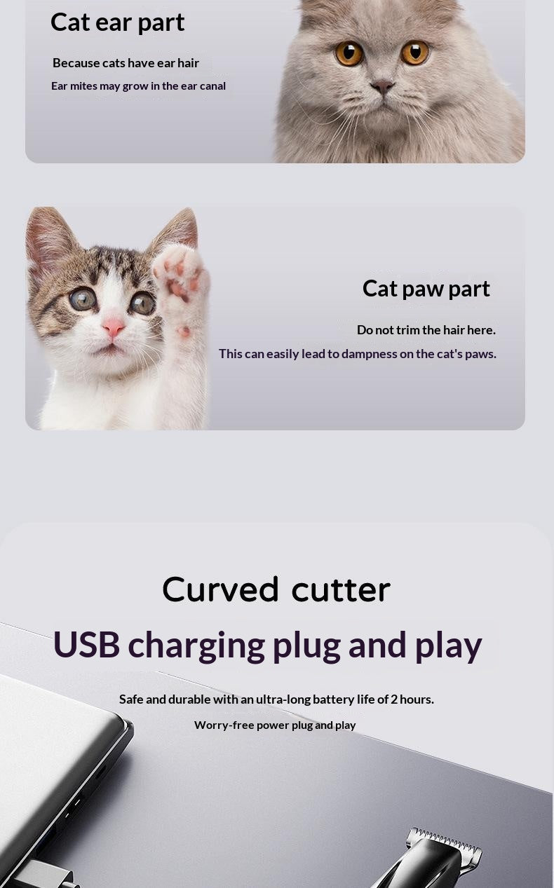 Clipper sans fil lavable à corps entiers pour animaux de compagnie à faible bruit