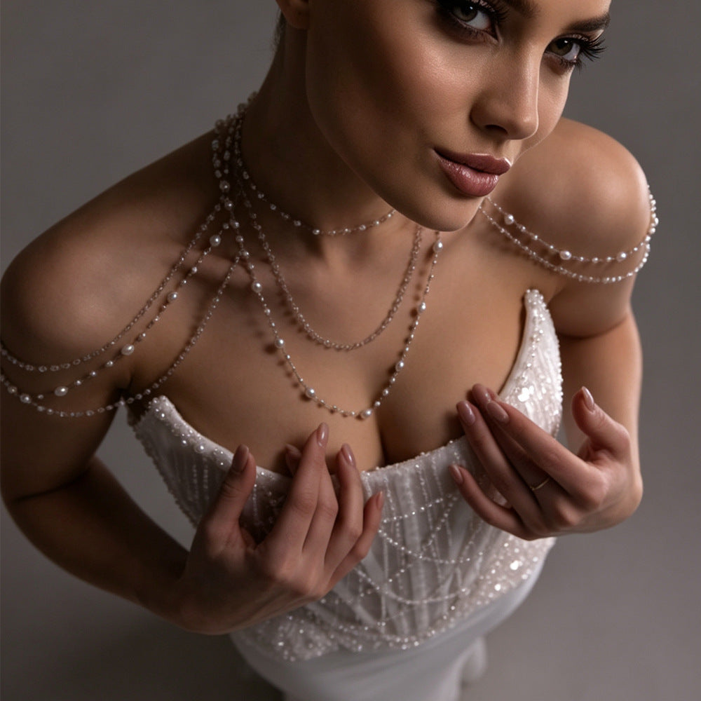 Collier d'épaule en perles multicouches, mode européenne et américaine