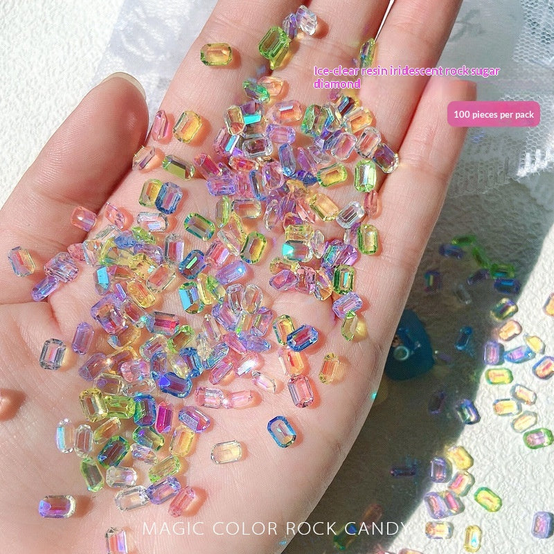 Ensemble de cube de glace Hued d'Aurora en forme de petit clou carré Strass
