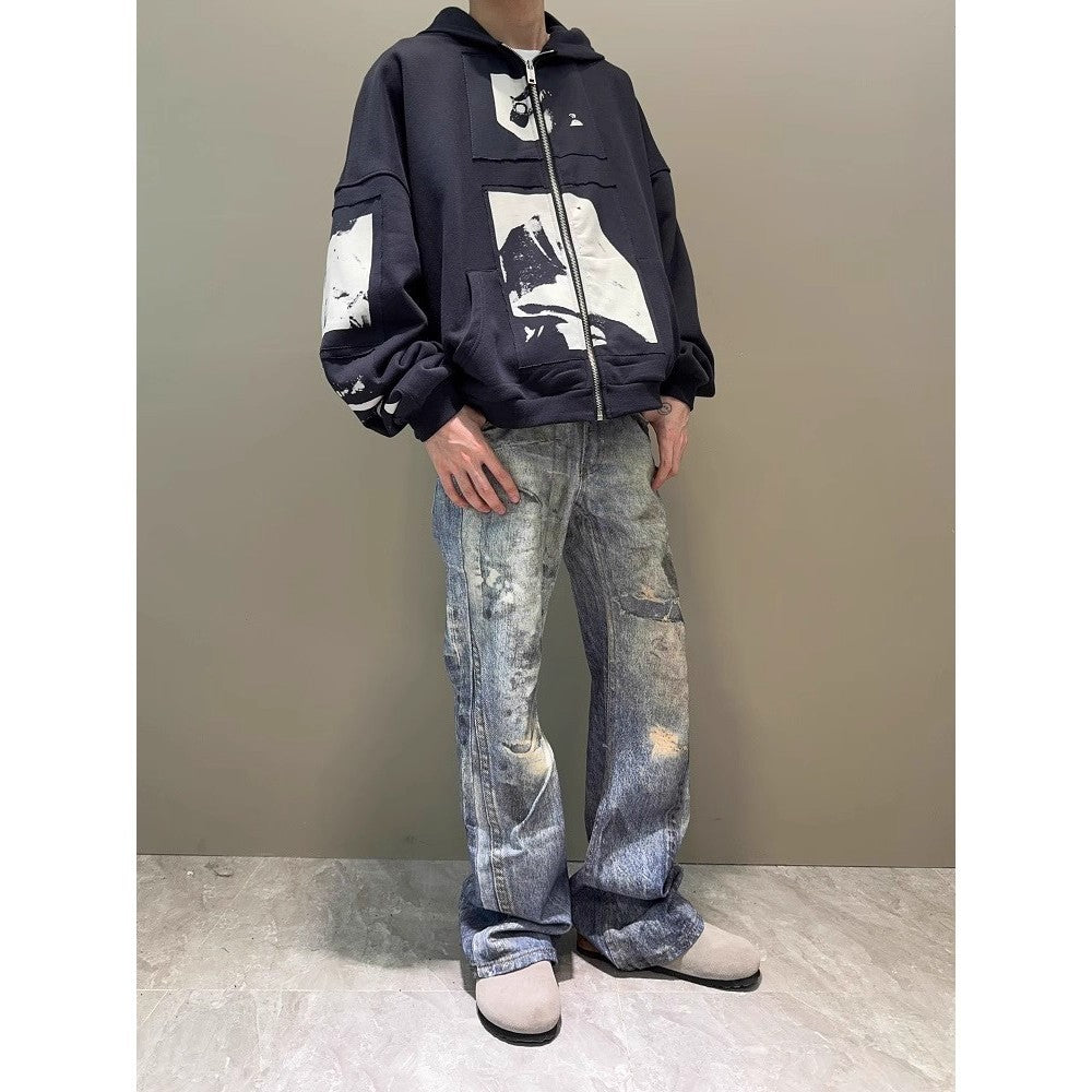 Jeans Blue Bootcut à imprimé numérique