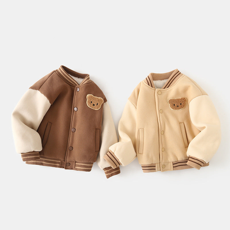 Manteau de baseball uniforme en coton doublé de polaire