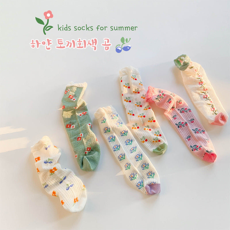 Chaussettes pour enfants Printemps Été Bébé Pile mince Chaussettes pour femmes