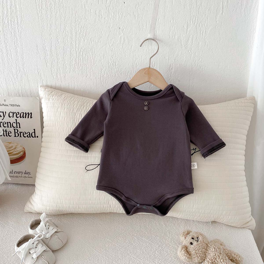 Les nouveaux-nés vêtements bébé printemps et automne couleur solide manches longues bout en vêtements