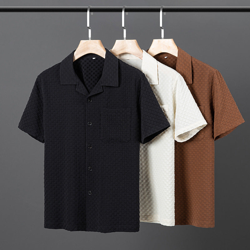 Lapel Short manches courtes costume jeune et d'âge moyen porter mode tendance deux-pièces costume