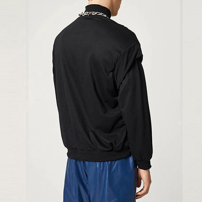 T-Shirt manches longues hommes avec épaule à goutte et sweater de collier debout