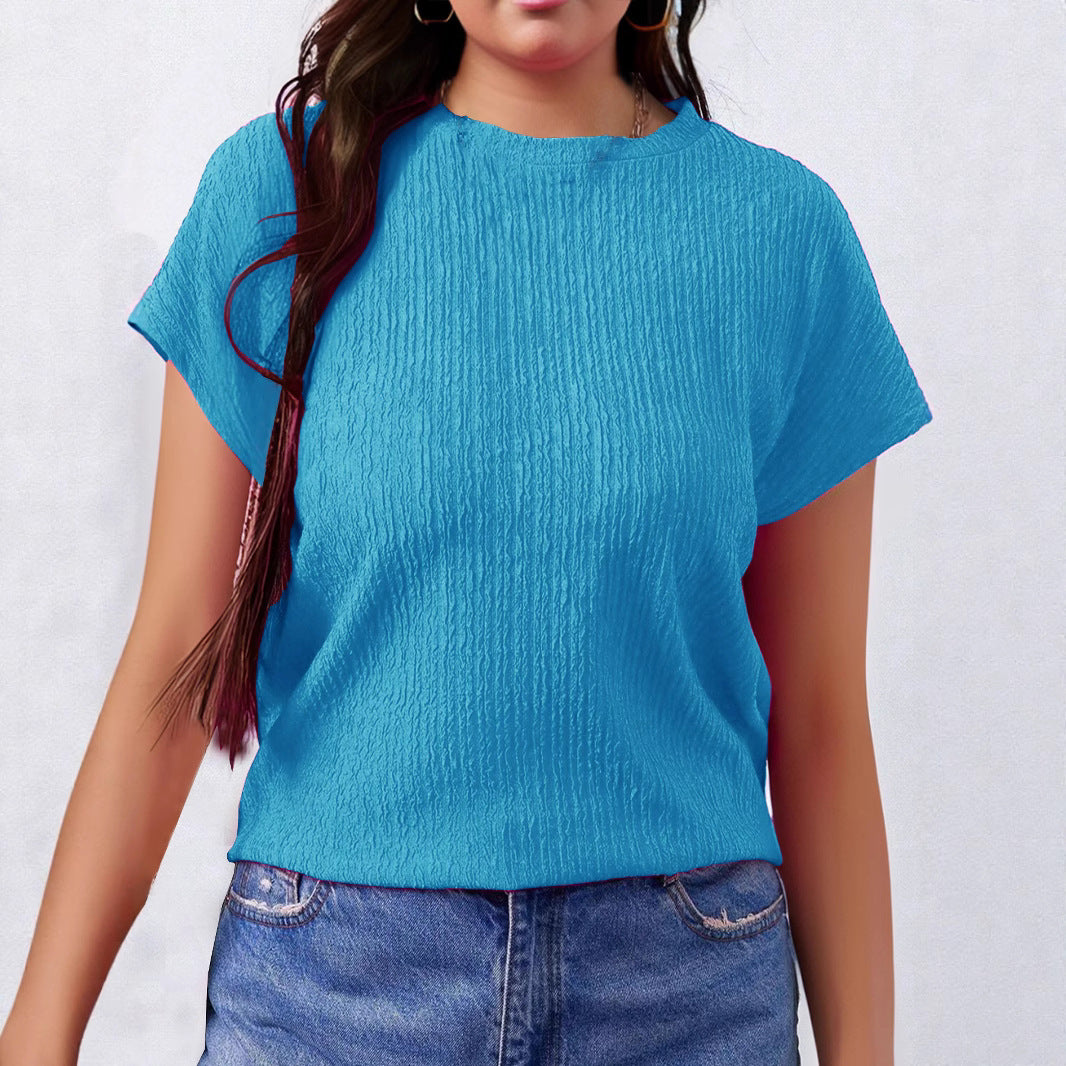 T-shirt Bishop-Sleeve pour femme Col rond