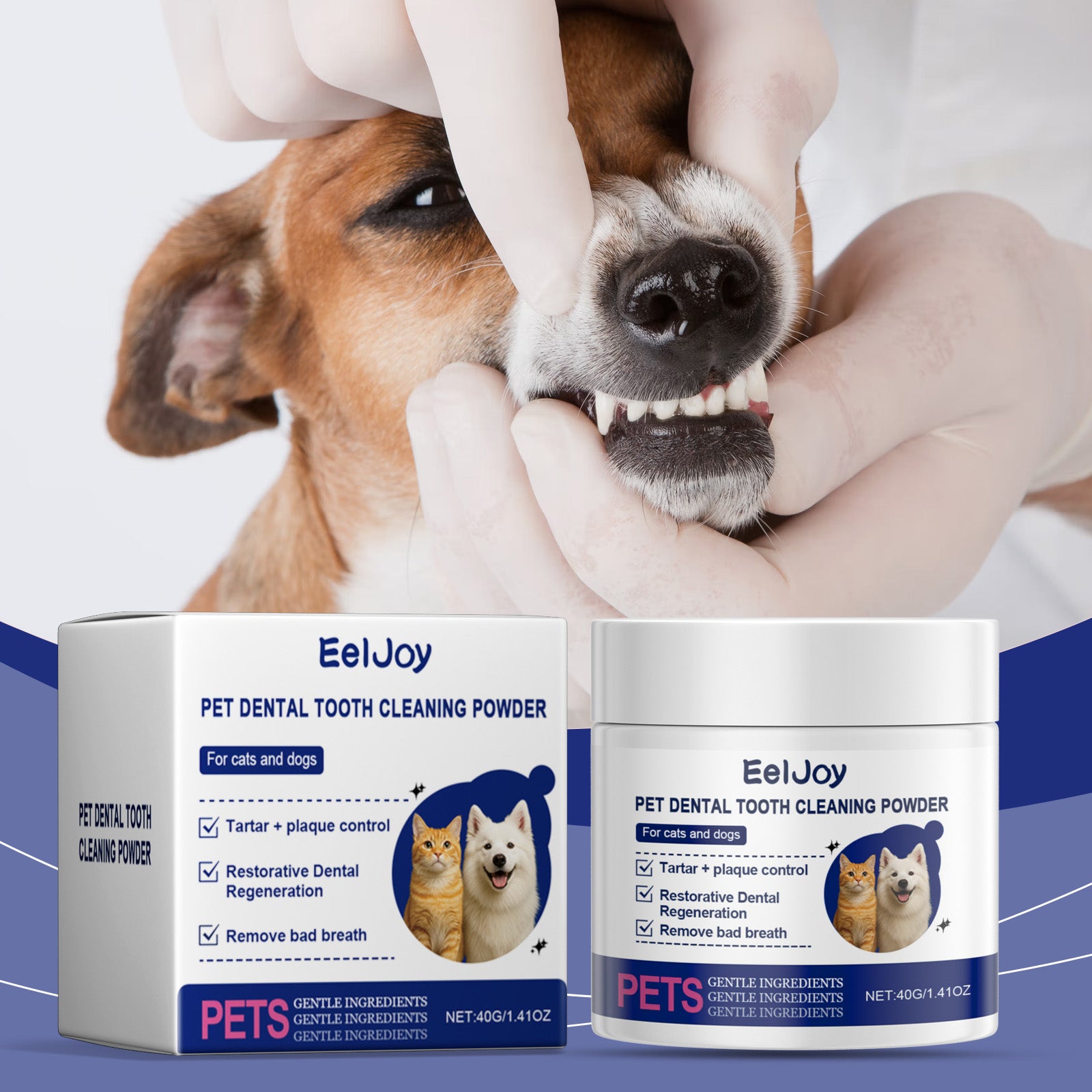 Poudre de nettoyage des dents des animaux de compagnie