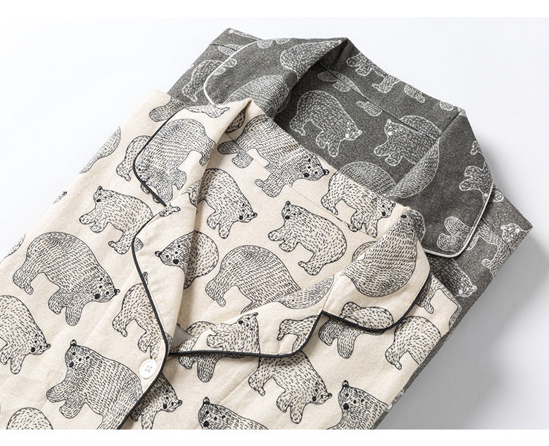 Polar Ours imprimé chaud brossé Flannel Pure Cotton Couple Maison Porter la combinaison