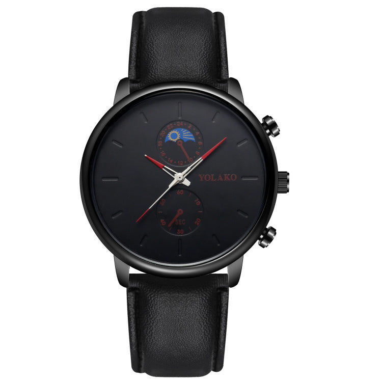 Ceinture en cuir deux yeux Ultra-fin Quartz montre homme