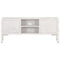 Armoire TV, blanc, 115x30x46 cm, bois de mangue massif