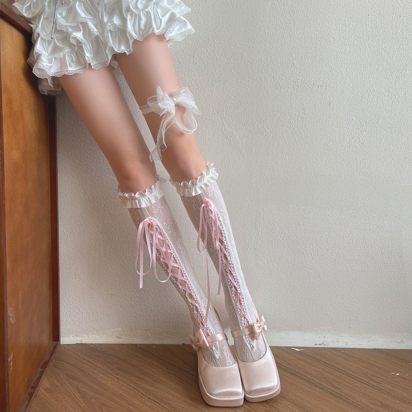 Arrivée Garrets en dentelle de style ballet couleur crème