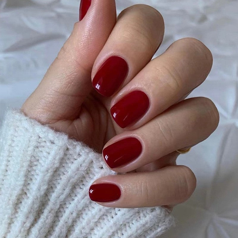 Stickers Nail Minimaliste à Carré Court pour Femmes Faux Nail
