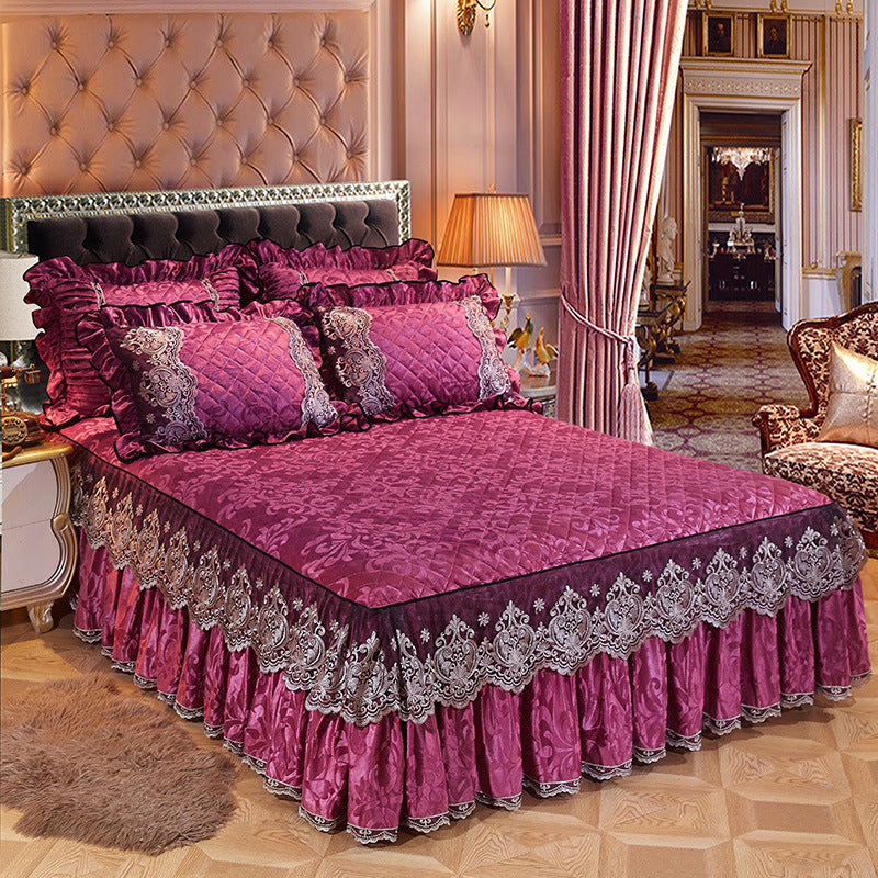 Style coréen Velvet Lit matelassé Jupe Solid Color Style européen