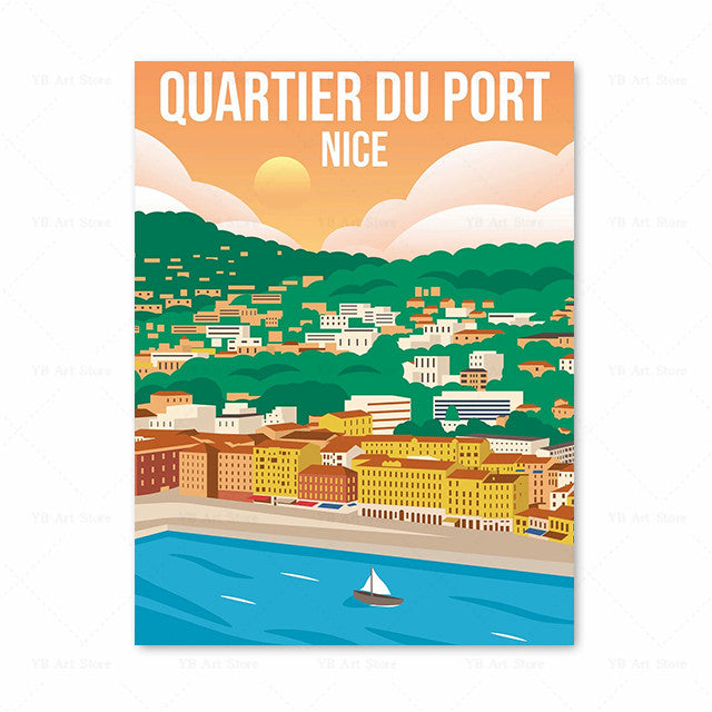 Vieille affiche de voyage toile peinture photo d'art