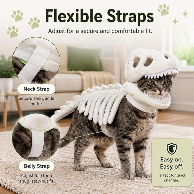 Dinosaure Skeleton Costume de chat Halloween Chat Hoodie