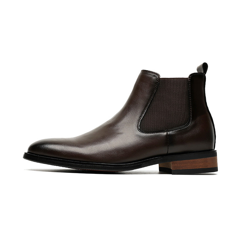 Bottes en cuir pointu haut pour hommes