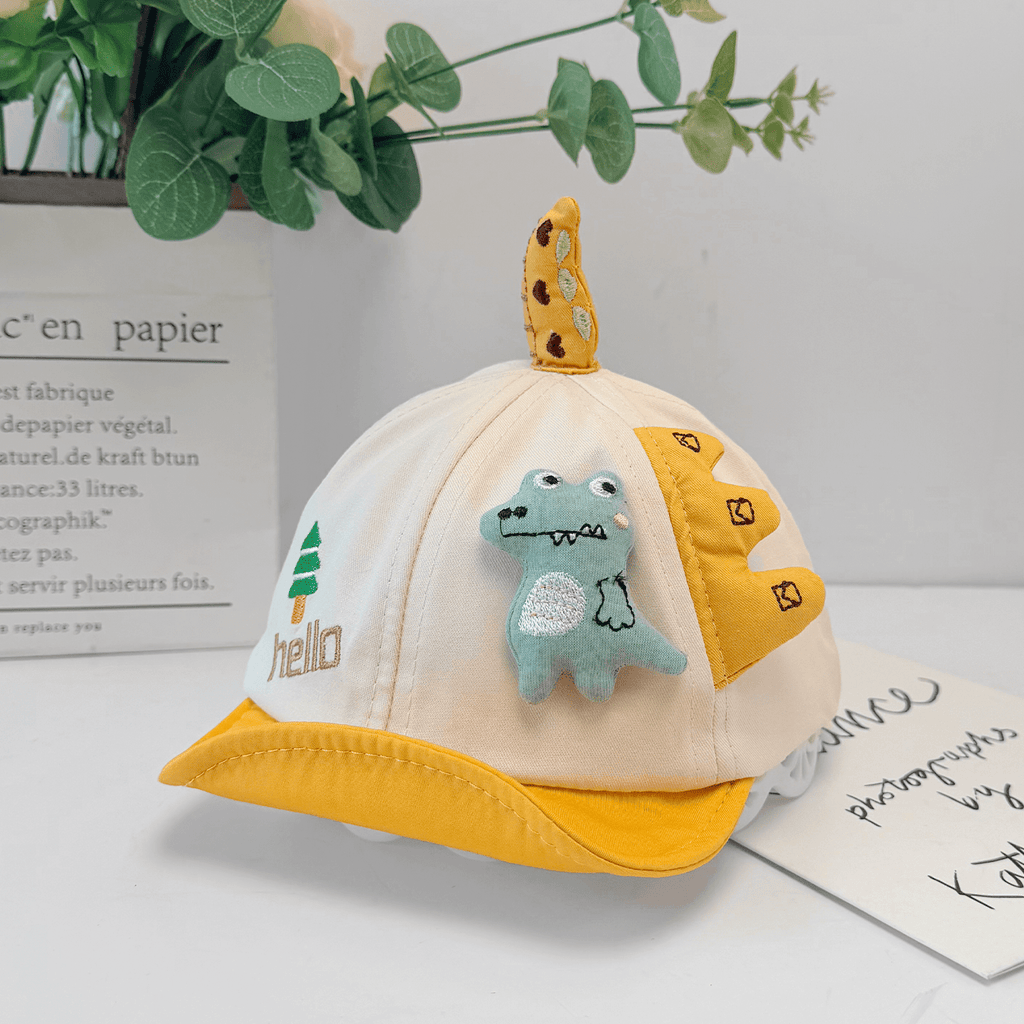 Trois dimensions Cartoon bébé Dinosaure Soft Cap avec brim et les oreillettes été automne Ligh