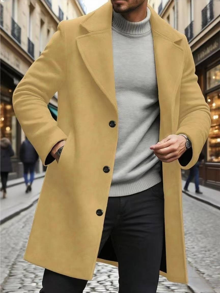 Trench Coat Lapel incrusté Slim-fit Surpoil Élégant et sophistiqué Trench de couleur solide