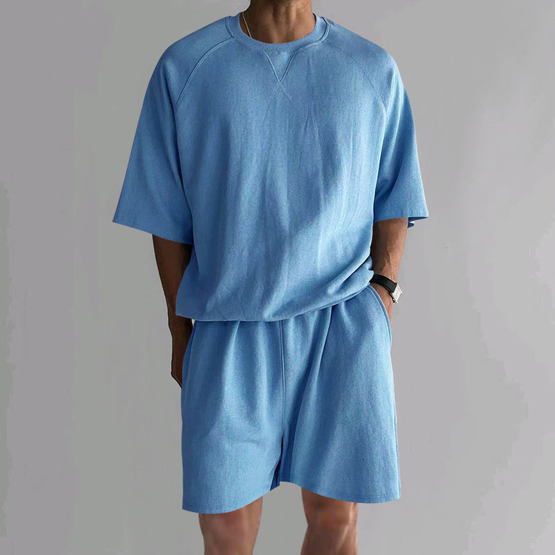 Short de sport à manches courtes Terry Casual ronde hommes