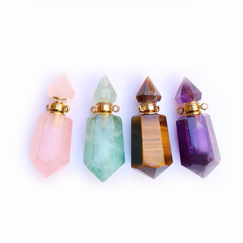 Pendentif de chaîne de bouteille de parfum en cristal naturel